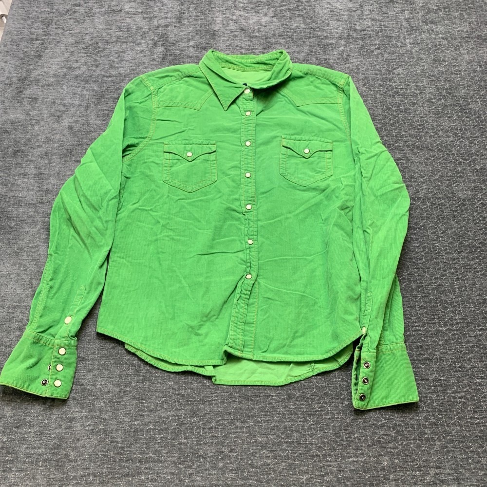VTG Polo Jeans Ralph Lauren Western Shirt Womens XL Green Long Sleeve Button Up